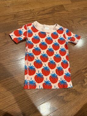Hanna Andersson Pink Tee with Red & Blue Strawberry Print